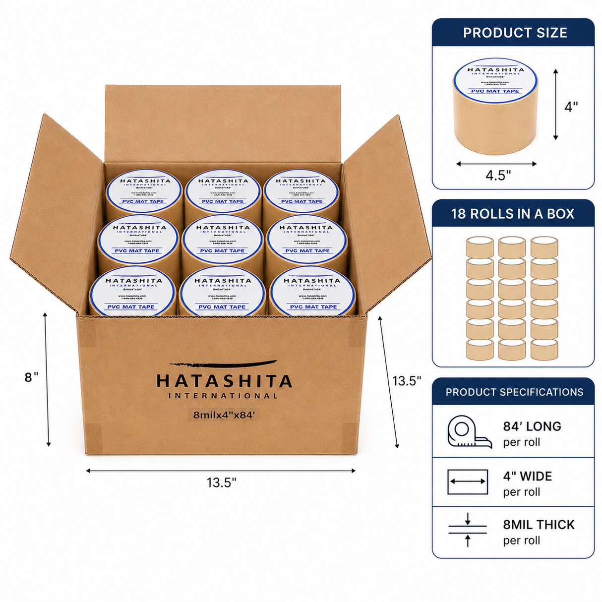 Hatashita Mat Tape – 8mil x 4" x 84' - Hatashita Retail