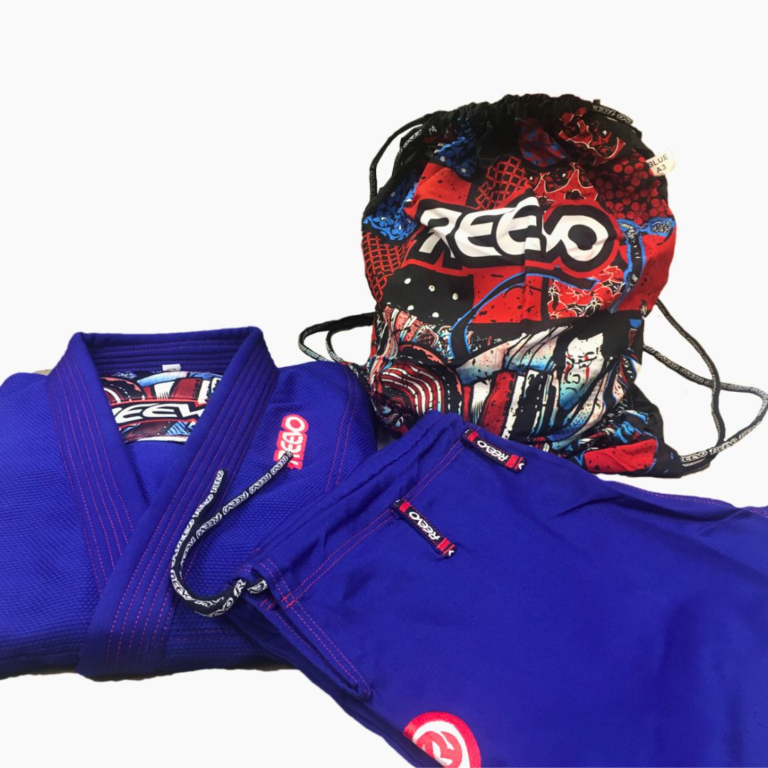 Reevo Oma Plata V2 Bjj Gi with Samurai drawstring knapsack