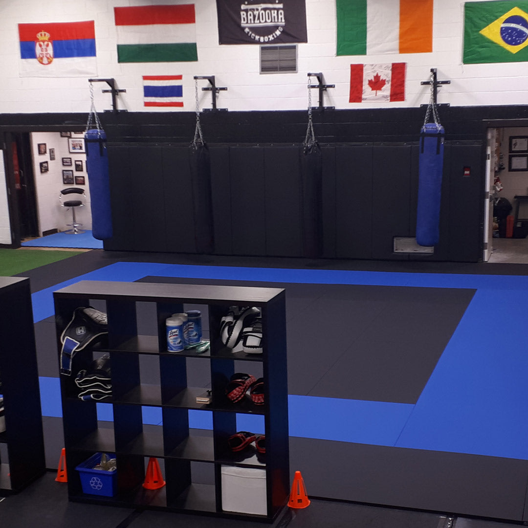 Black and Blue Hatashita Dax Tatami Mats Smooth Surface - MMA club