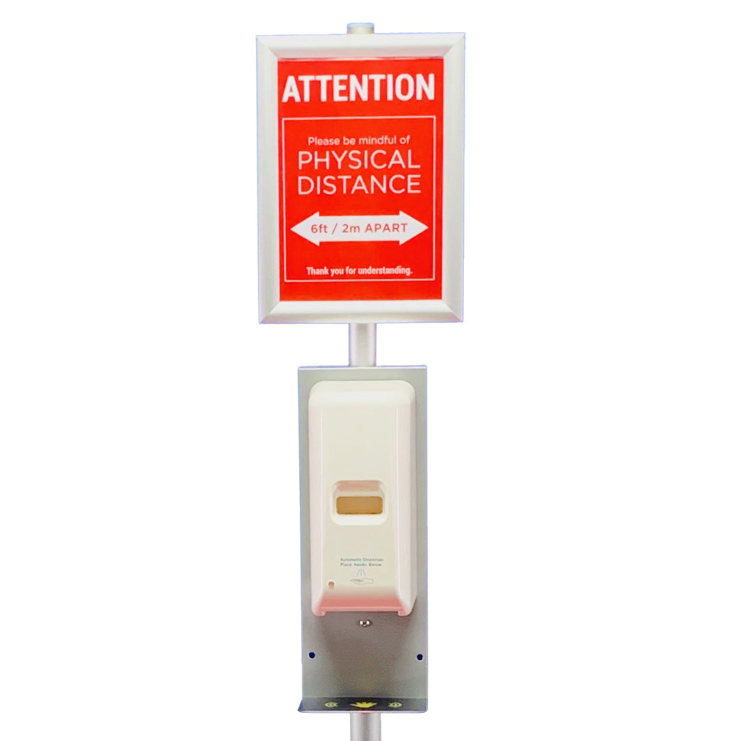 Heavy hand sanitizer aluminum stand with aluminum SNAP Sign Frame