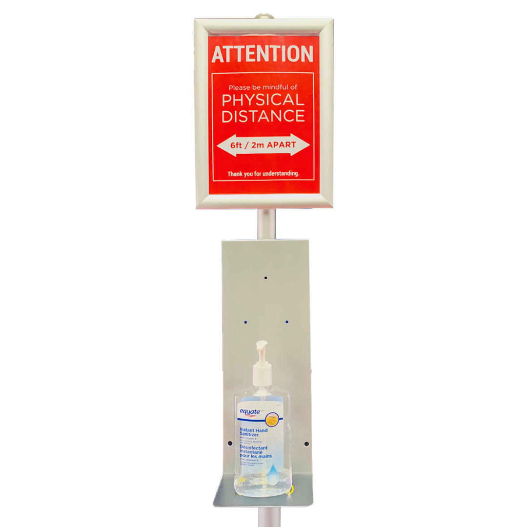Heavy hand sanitizer aluminum stand with aluminum SNAP Sign Frame